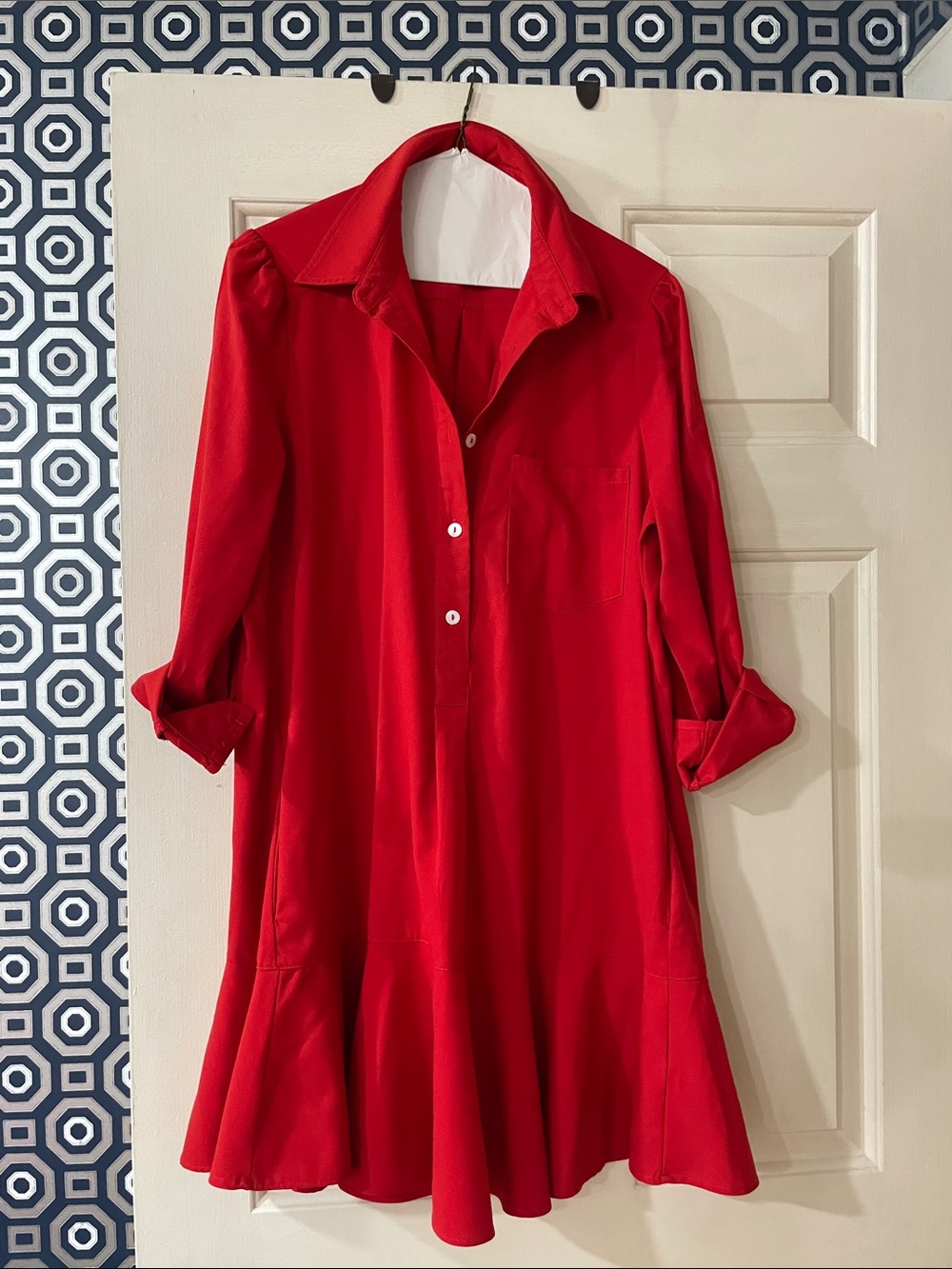 Tuckernuck Red Button-Front Mini Dress